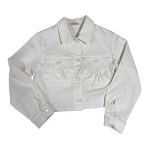 Please Kids Jacket Long Sleeve Feathers Made in Italy Ivory 10A